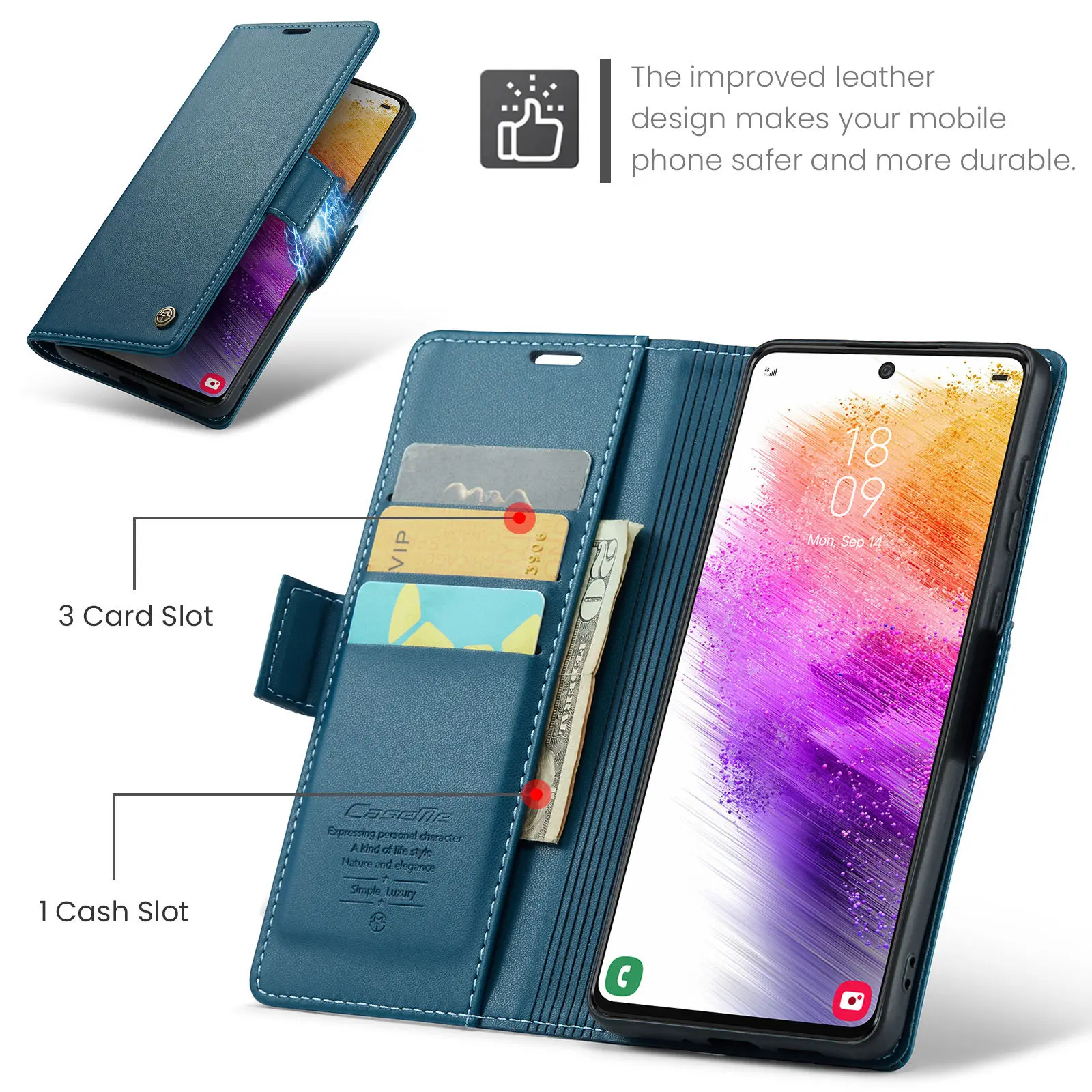 CaseMe for Samsung Galaxy A73 5G A72 A70S A54 A53 A52 A32 A20 A14 A13 Leather Flip Wallet Case Magnetic Card Holder Phone Cover