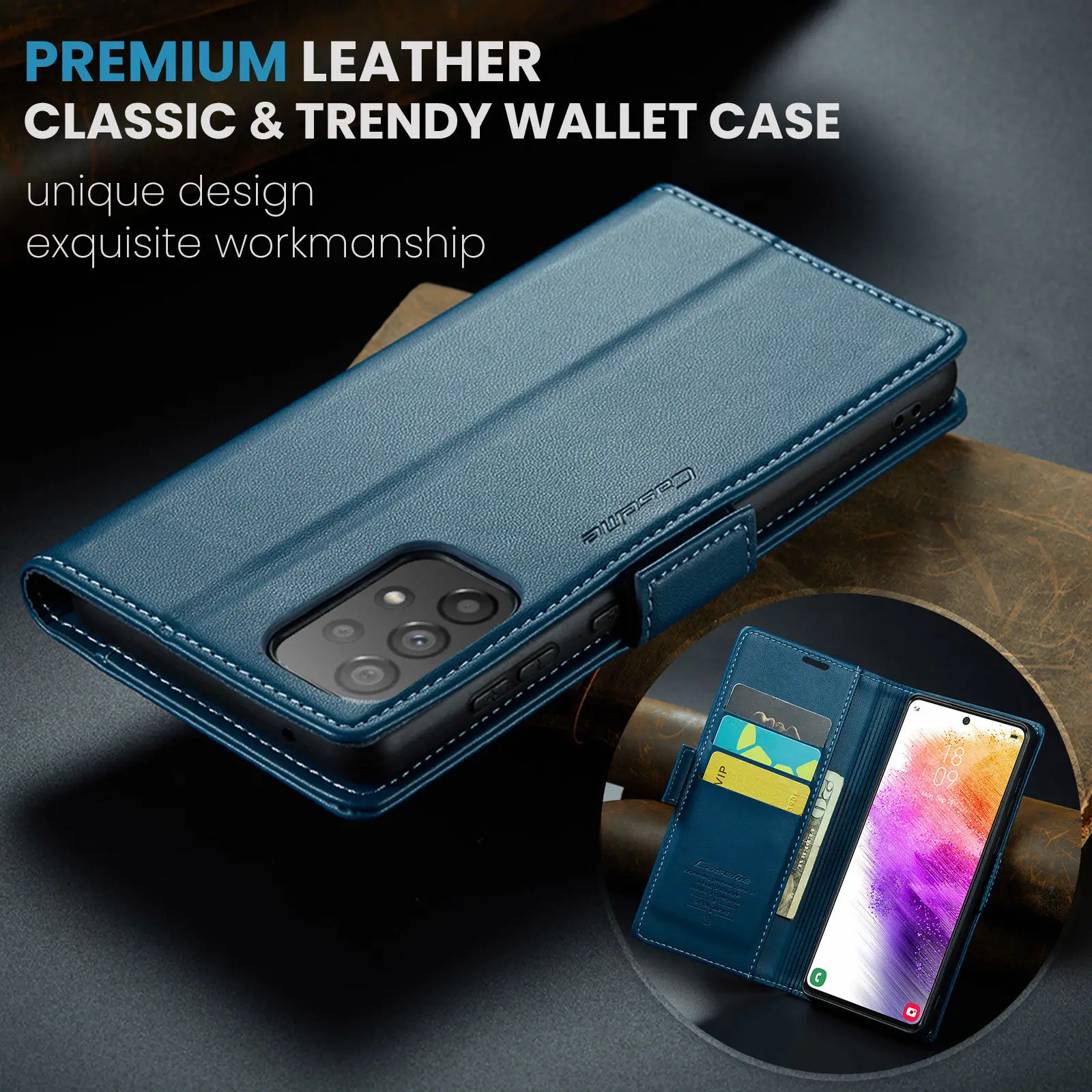 CaseMe for Samsung Galaxy A73 5G A72 A70S A54 A53 A52 A32 A20 A14 A13 Leather Flip Wallet Case Magnetic Card Holder Phone Cover