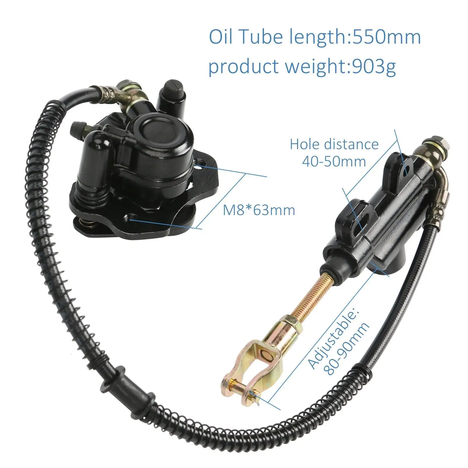 Rear Hydraulic Foot Brake Assembly Caliper Master Cylinder ATV Quad Buggy GoKart