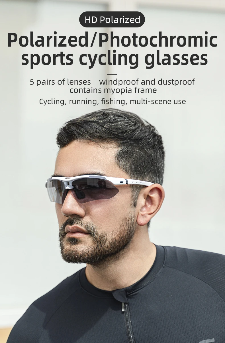 ROCKBROS Bicycle Glasses Polarized Bike Sports Sunglasses Photochromic Men Women UV400 MTB Road Bike Goggles Outdoor Eyewear