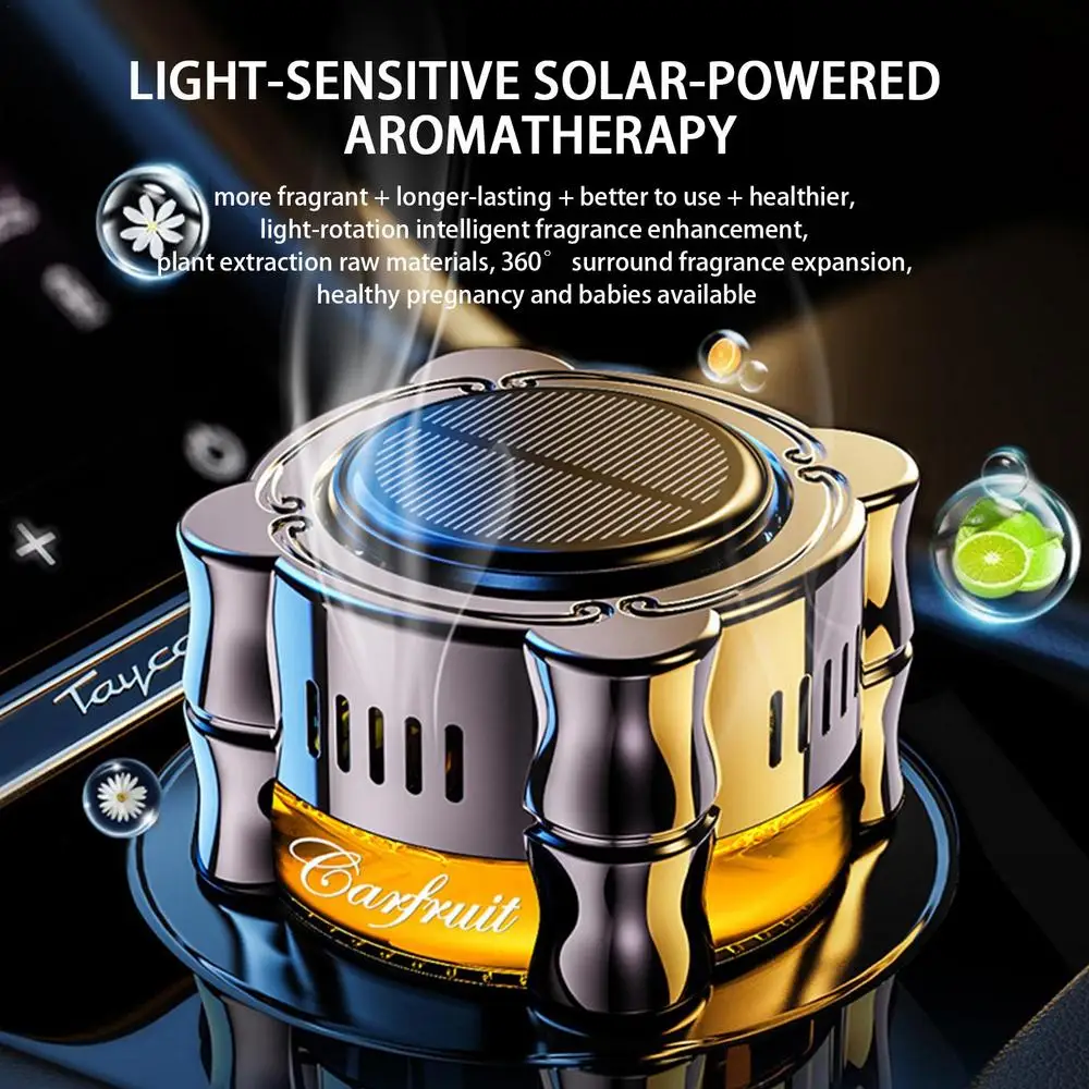 Car Air Freshener Solar 60ml Car Perfume Scent Fragrance Air Purifier DIY Natural Essential Oil Diffuser 360 Degree Rotating