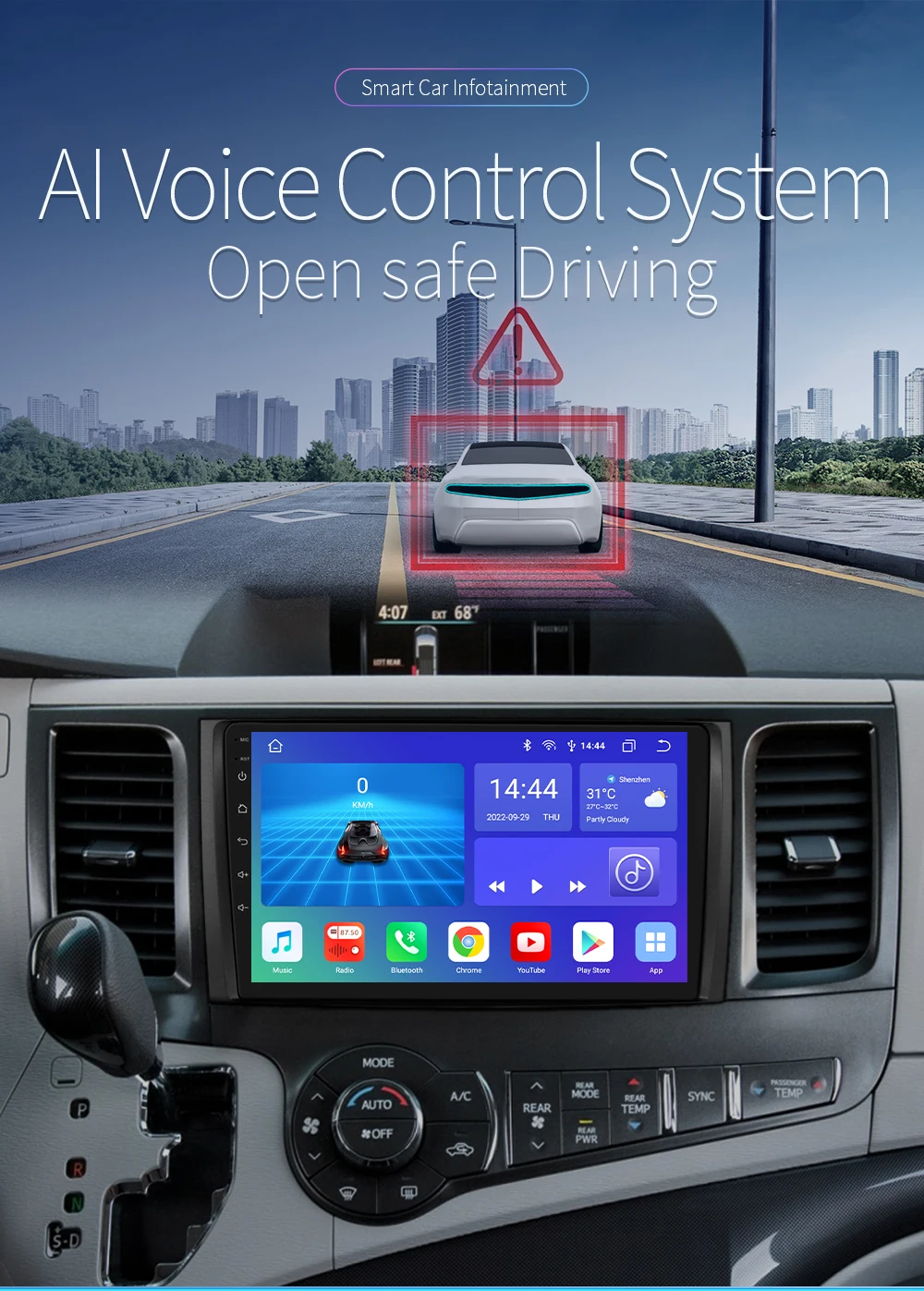Hizpo For Toyota Sienna XL30 2010-2014 Car Radio Multimedia Video Player Navigation Stereo GPS Android Auto Carplay 8G+128GB RDS