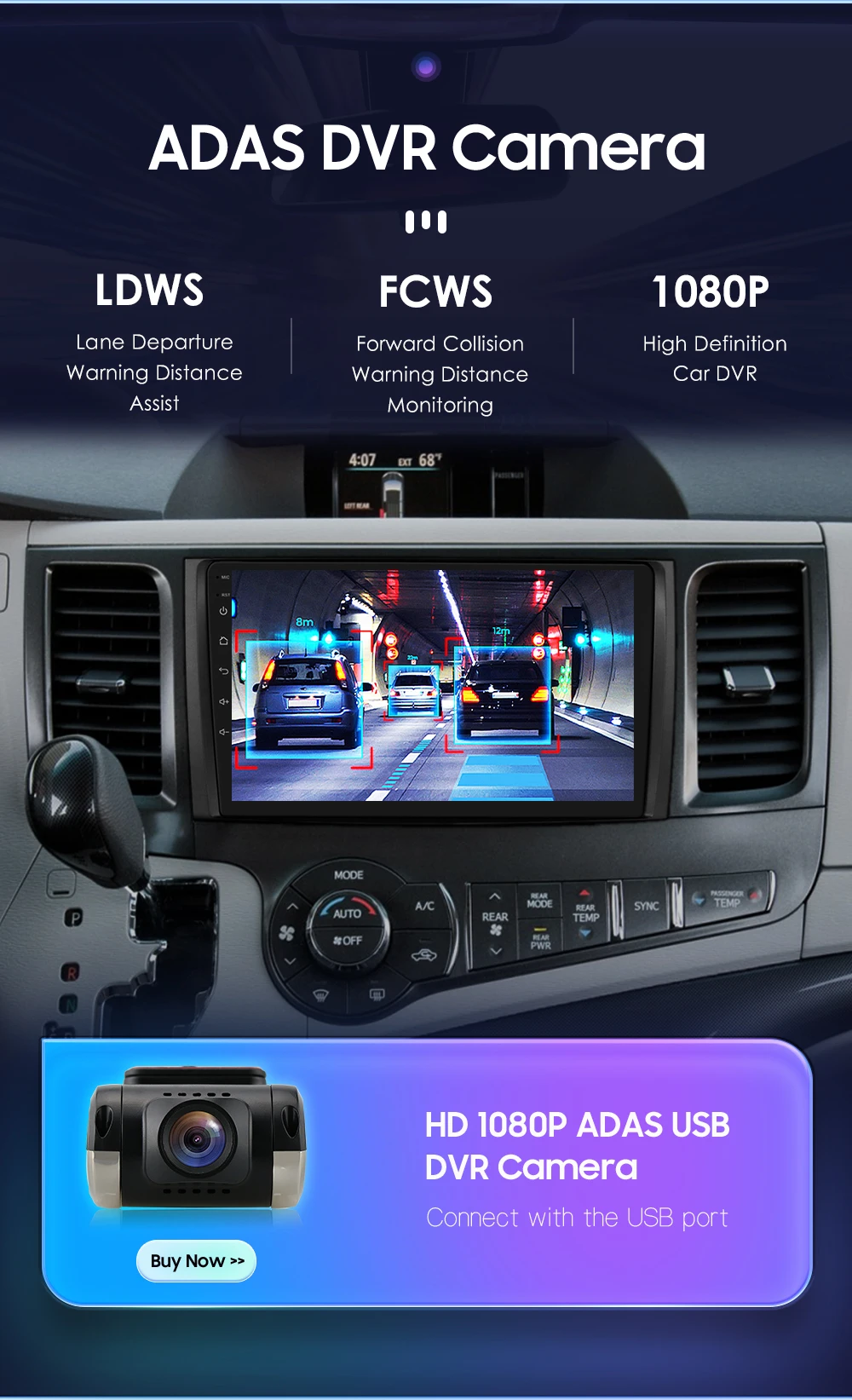 Hizpo For Toyota Sienna XL30 2010-2014 Car Radio Multimedia Video Player Navigation Stereo GPS Android Auto Carplay 8G+128GB RDS