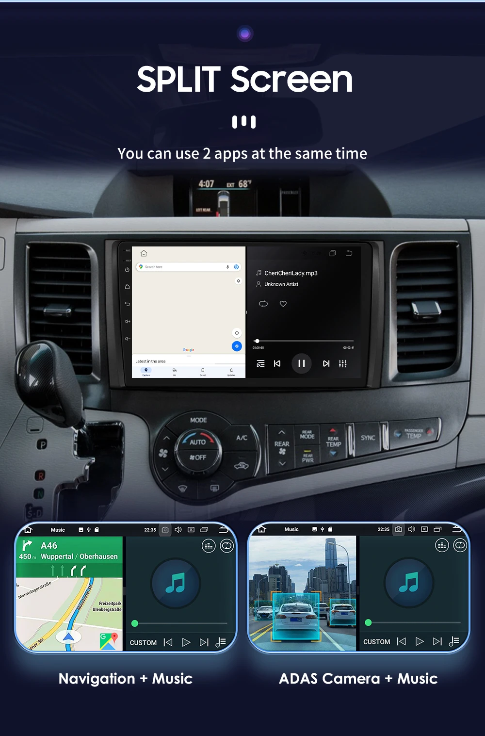 Hizpo For Toyota Sienna XL30 2010-2014 Car Radio Multimedia Video Player Navigation Stereo GPS Android Auto Carplay 8G+128GB RDS
