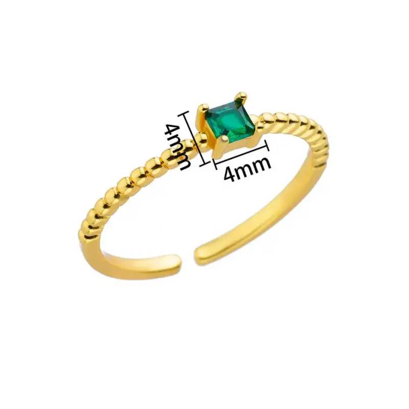 Green Zircon Stainless Steel Ring for Women Gold Plated Finger Rings Female Vintage Jewelry Simple Aesthetic Accessories Anillos