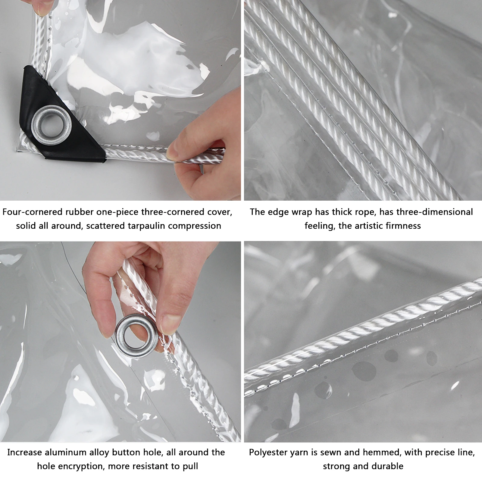 Tarpaulin Transparent Waterproof PVC Plastic with Eyelets for Garden Furniture Plant Greenhouse Pet Hutch Roof Covered Rainproof