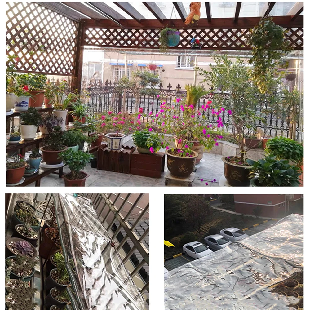 Tarpaulin Transparent Waterproof PVC Plastic with Eyelets for Garden Furniture Plant Greenhouse Pet Hutch Roof Covered Rainproof