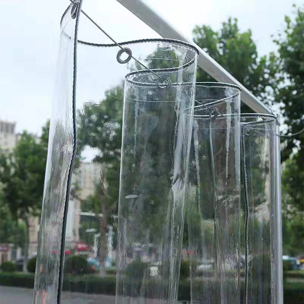 Tarpaulin Transparent Waterproof PVC Plastic with Eyelets for Garden Furniture Plant Greenhouse Pet Hutch Roof Covered Rainproof