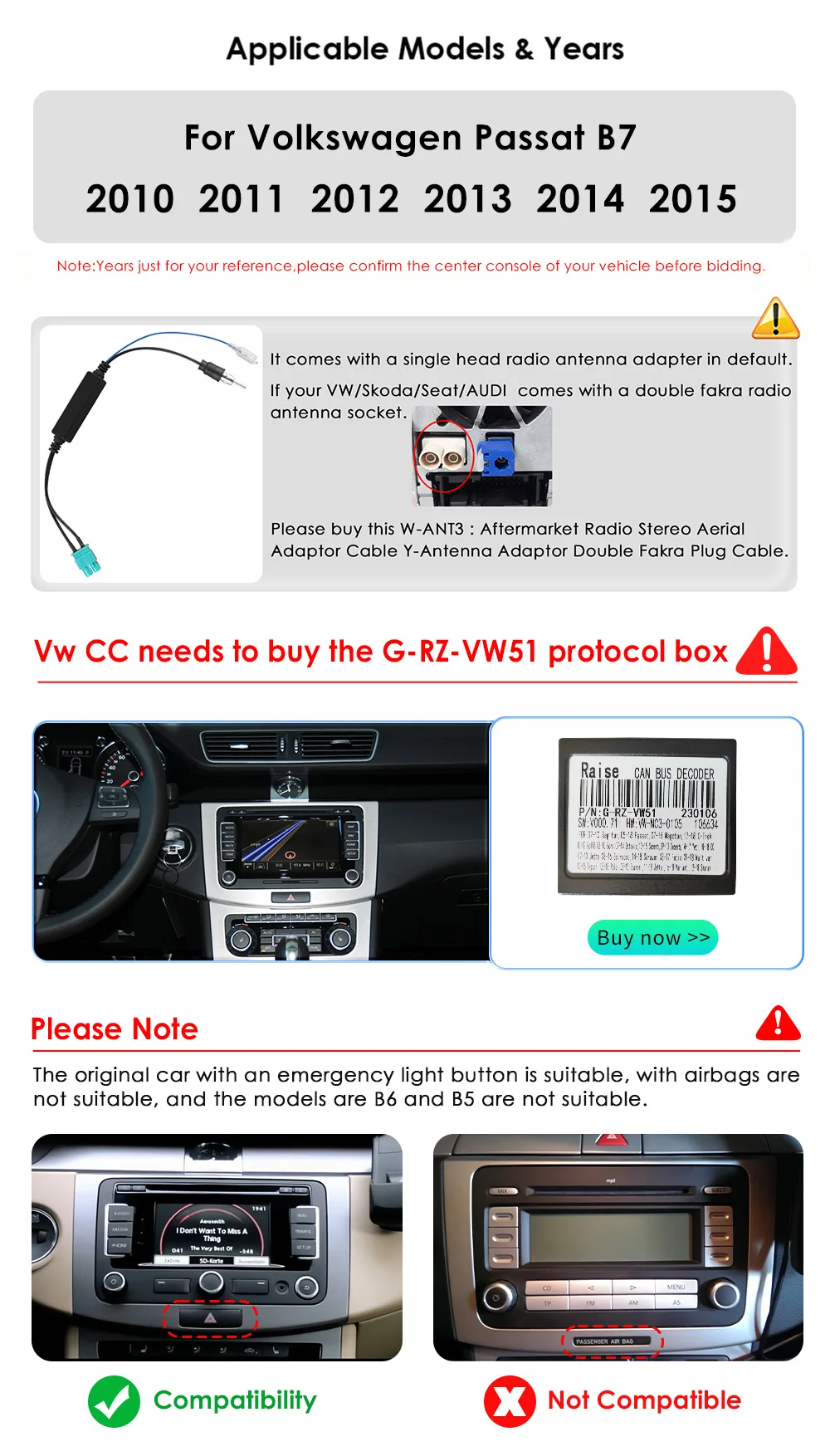 Hizpo Android Auto Radio For Volkswagen VW Passat B7 CC 2010-2015 Multimedia Player 2din AutoRadio GPS Stereo Carplay AI Voice