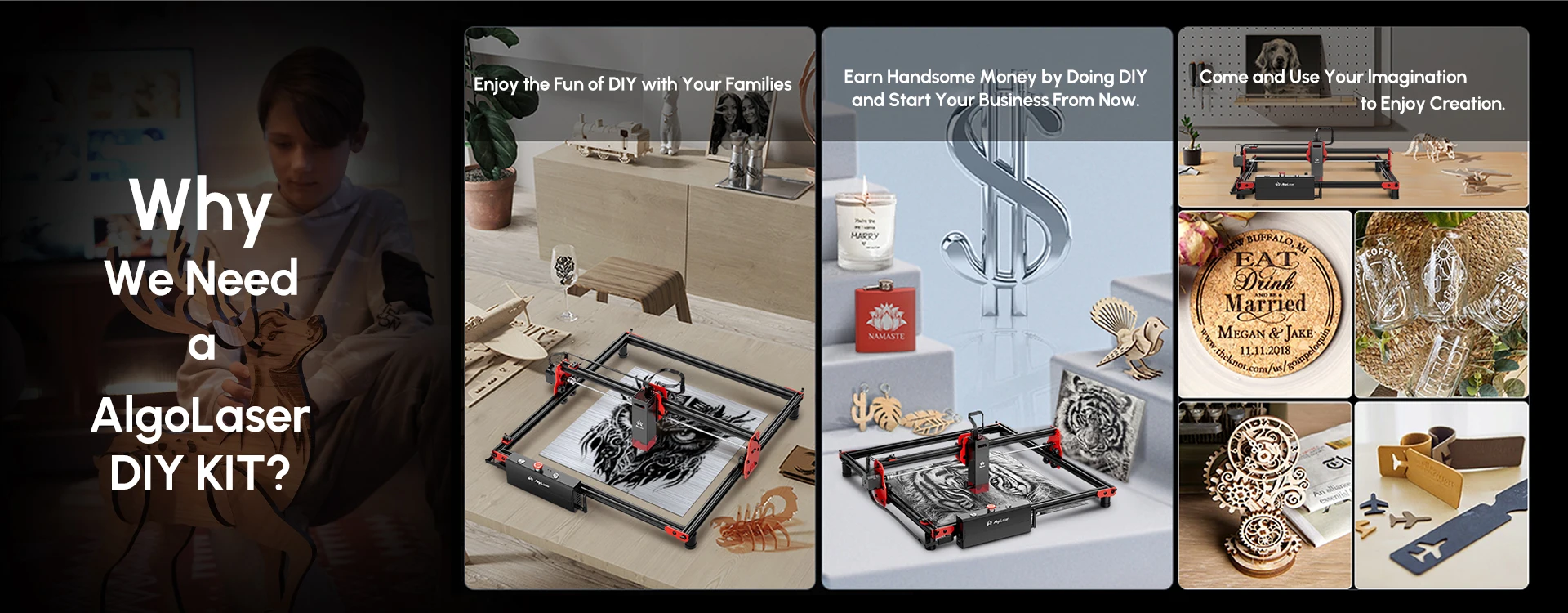 Full Set Big 10W Wireless Laser Engraver Cutter Wood Cutting Engraving Machine AlgoLaser DIY Kit 85x40CM Air Assisted Laser Kit