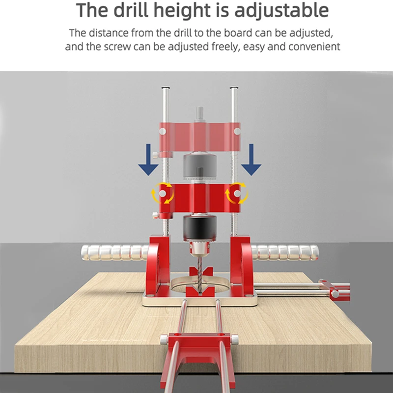 Woodworking Multi-Angle Drill Guide with Handles Positioning Blocks Hole Punch Locator Aluminum Alloy Adjustable Height Drilling