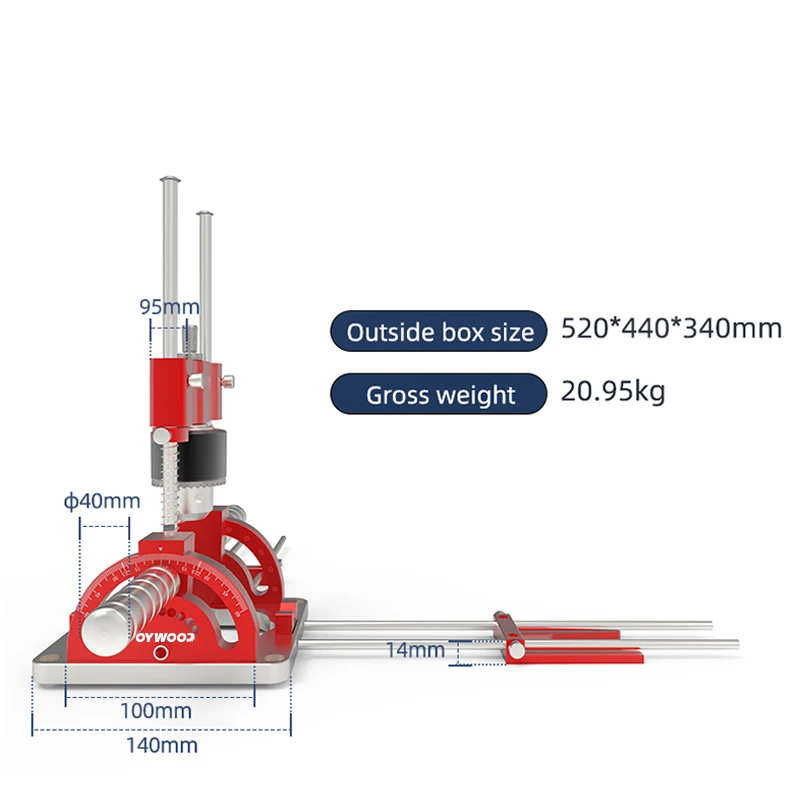 Woodworking Multi-Angle Drill Guide with Handles Positioning Blocks Hole Punch Locator Aluminum Alloy Adjustable Height Drilling