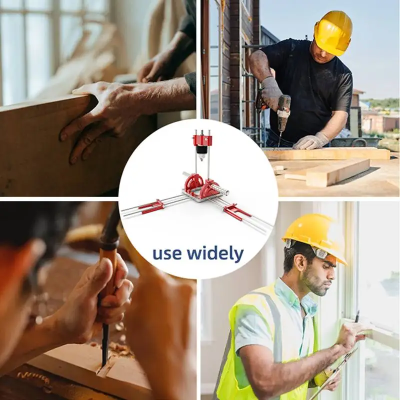 Woodworking Multi-Angle Drill Guide with Handles Positioning Blocks Hole Punch Locator Aluminum Alloy Adjustable Height Drilling