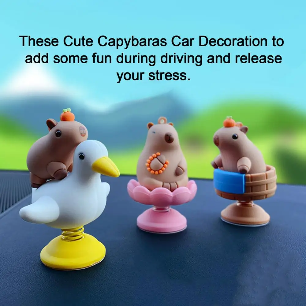 Capybara Car Ornament Dashboard Spring Bobble Head Capybara Figurine Creative Desktop Decorations Capybara Decoration Gift Cute