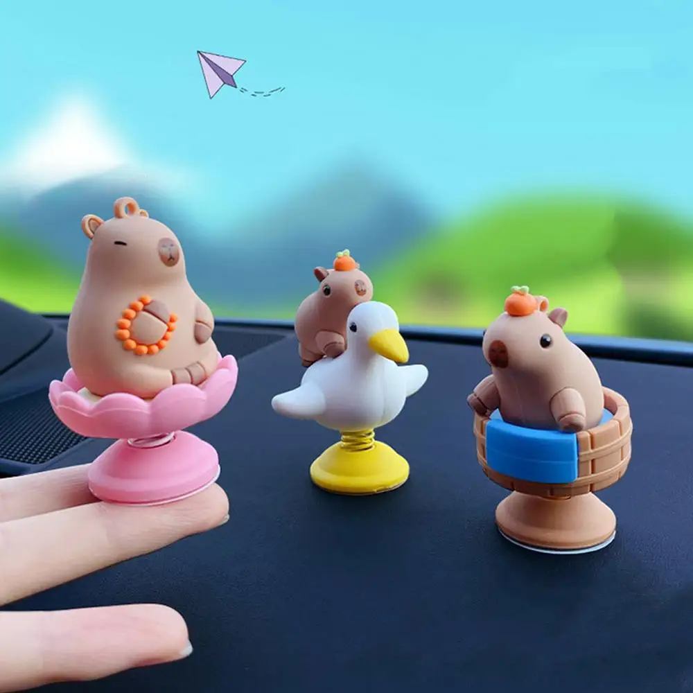 Capybara Car Ornament Dashboard Spring Bobble Head Capybara Figurine Creative Desktop Decorations Capybara Decoration Gift Cute