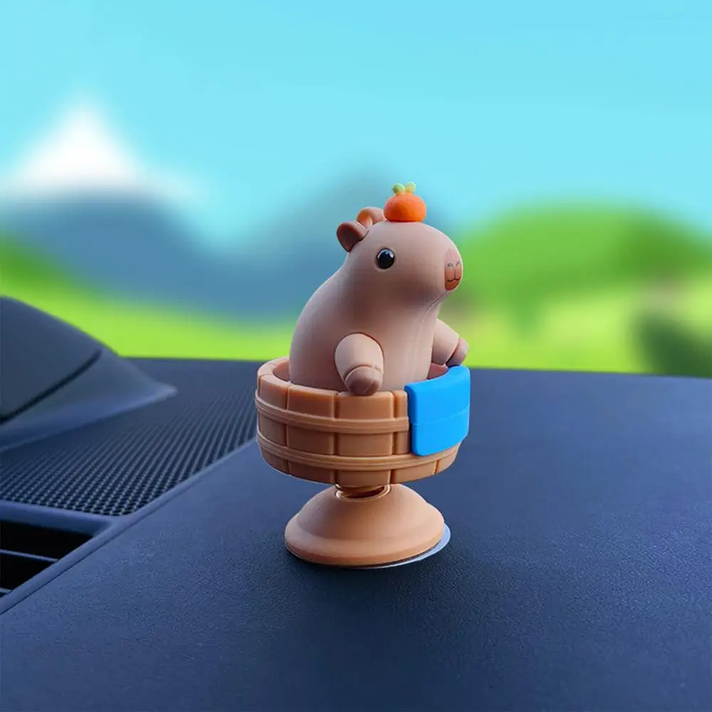 Capybara Car Ornament Dashboard Spring Bobble Head Capybara Figurine Creative Desktop Decorations Capybara Decoration Gift Cute