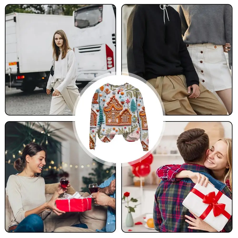 Christmas Shirt Women's Casual Long Sleeve Sweatshirt Crewneck Vacation Christmas 3D Digital Printing Cute Loose Pullovers