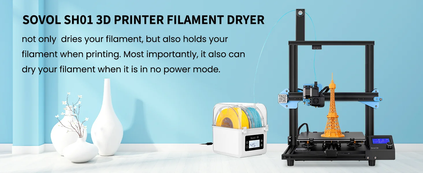 Sovol Filament Dryer 2023, SH01 Filament Dehydrator 3D Printer Spool Holder with Upgraded Fan, Dry Box for Keeping Filament Dry