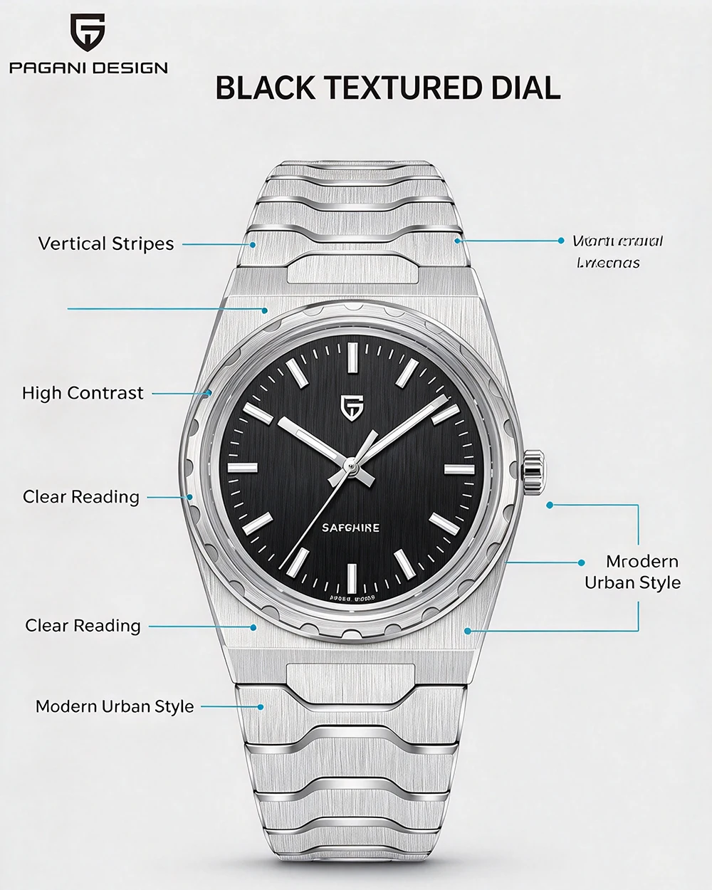 PAGANI DESIGN 2026 New VJ21 37MM Men Quartz Watch V2 Sapphire Stainless Steel Waterproof 10Bar Thin 7MM Luminous C3 Reloj Hombre