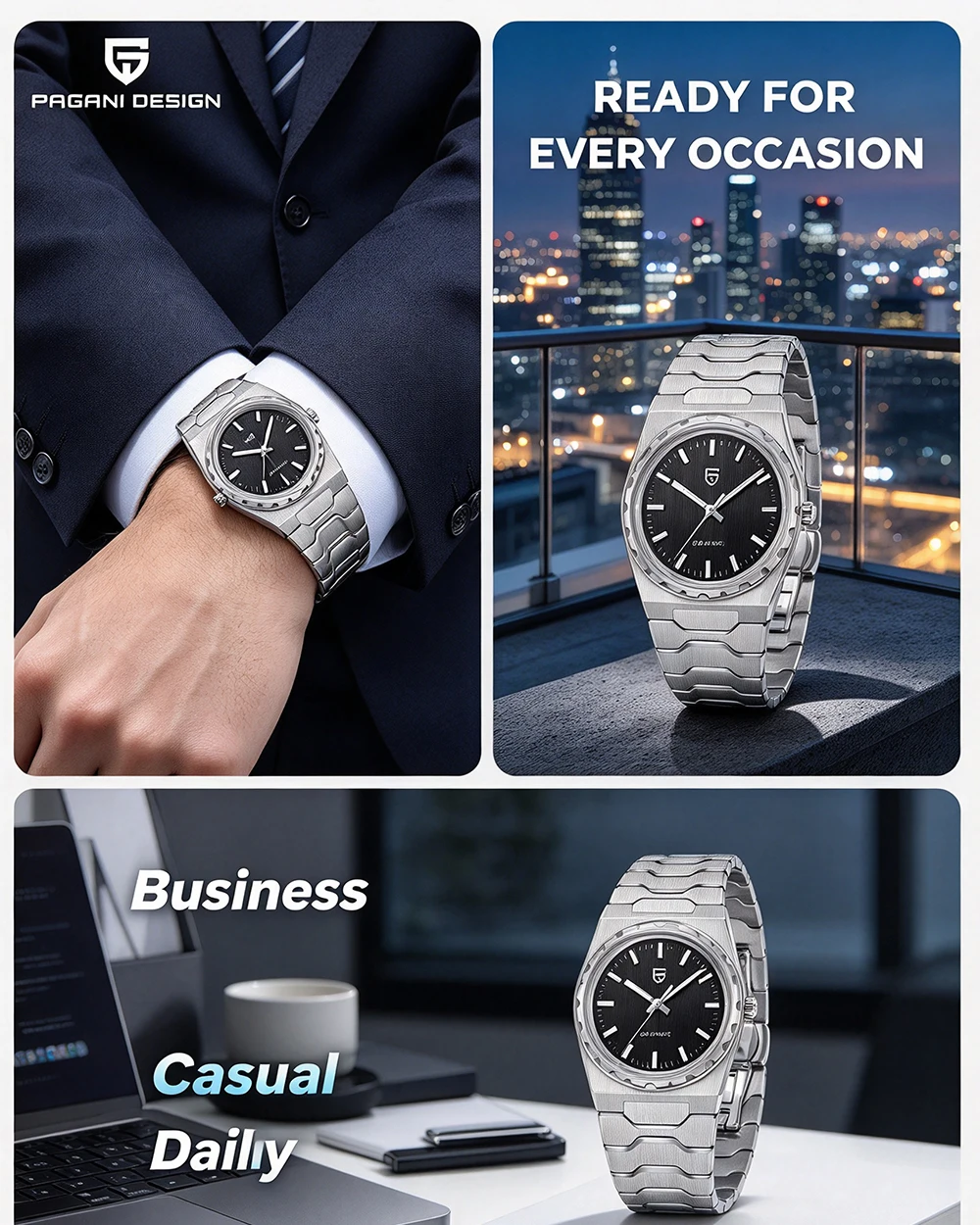 PAGANI DESIGN 2026 New VJ21 37MM Men Quartz Watch V2 Sapphire Stainless Steel Waterproof 10Bar Thin 7MM Luminous C3 Reloj Hombre
