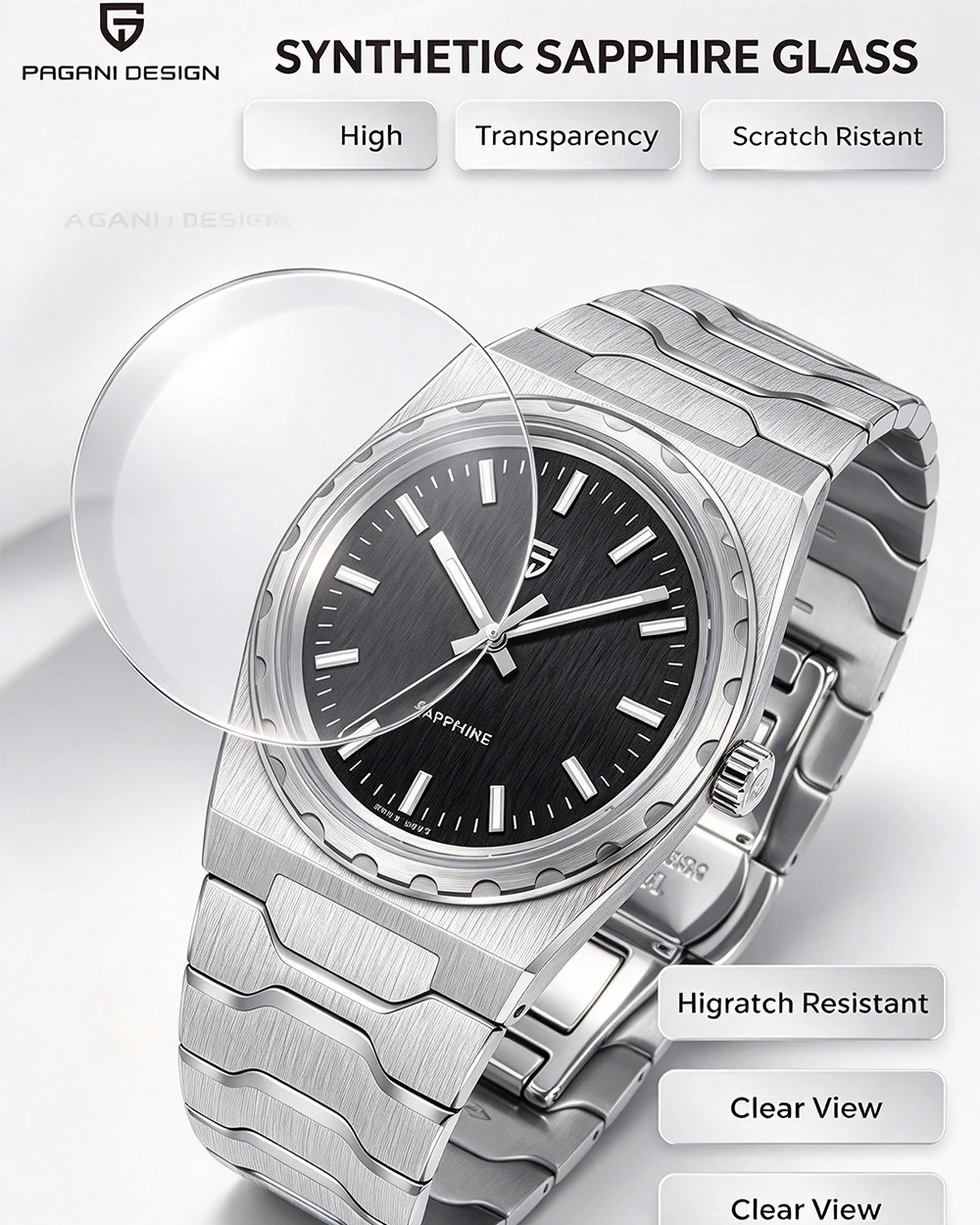 PAGANI DESIGN 2026 New VJ21 37MM Men Quartz Watch V2 Sapphire Stainless Steel Waterproof 10Bar Thin 7MM Luminous C3 Reloj Hombre