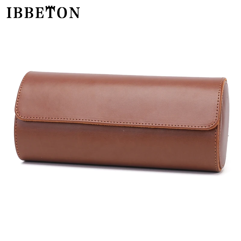IBBETON 3-Slot Watch Roll Travel Case Portable Vintage Leather Watch Display Case Watch Storage Box Watch Organizers of Men Gift