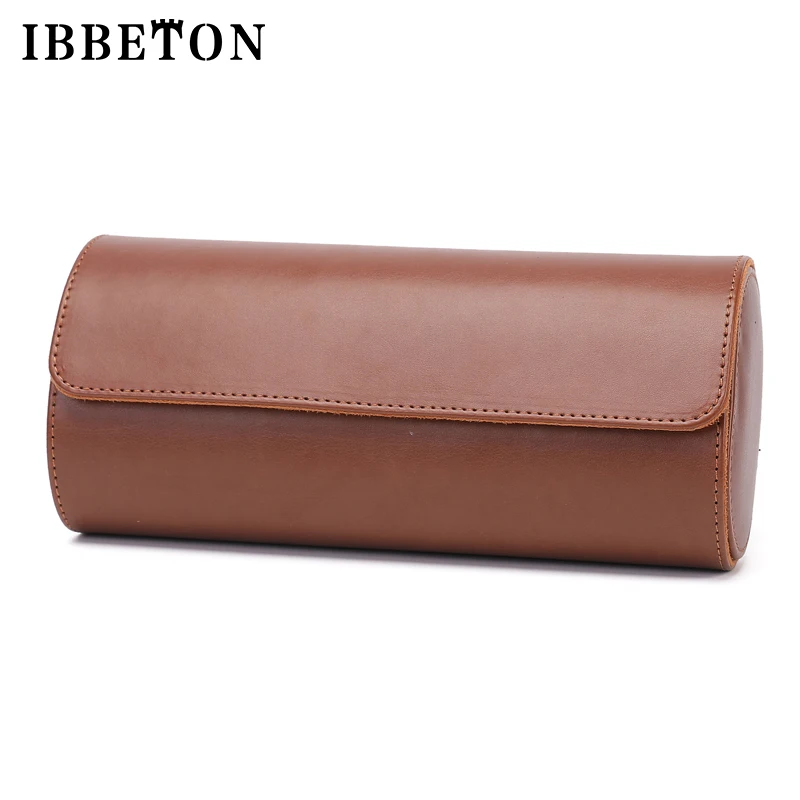 IBBETON 3-Slot Watch Roll Travel Case Portable Vintage Leather Watch Display Case Watch Storage Box Watch Organizers of Men Gift