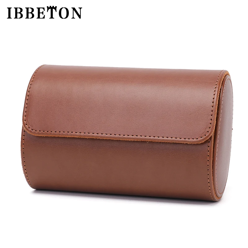 IBBETON 3-Slot Watch Roll Travel Case Portable Vintage Leather Watch Display Case Watch Storage Box Watch Organizers of Men Gift