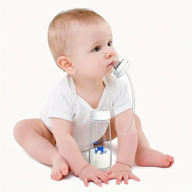 1pc Leak-Proof Hands-Free Bottle for Lying Feeding, Food-Grade PP Easy Clean, Anti-Choke, Baby Drinks Sitting or Lying