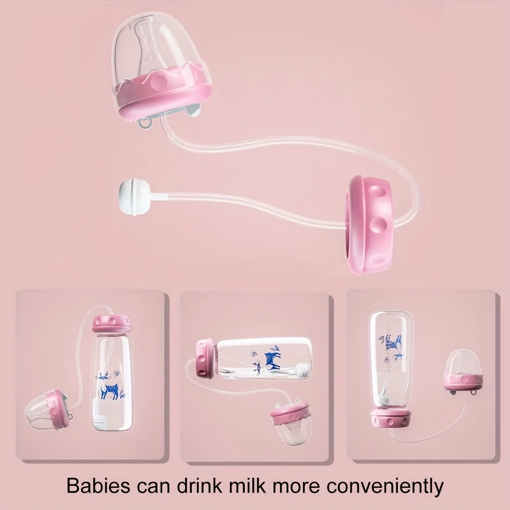 1pc Leak-Proof Hands-Free Bottle for Lying Feeding, Food-Grade PP Easy Clean, Anti-Choke, Baby Drinks Sitting or Lying