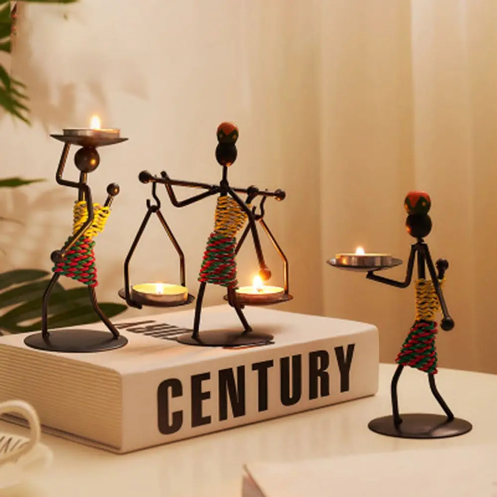 Nordic Metal Candlestick Abstract Character Sculpture Candle Holder Decor Handmade Figurines Home Decoration Art Gift