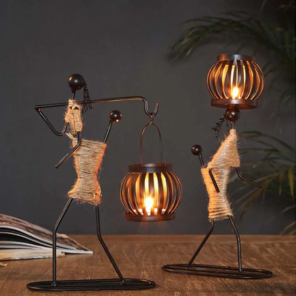 Nordic Metal Candlestick Abstract Character Sculpture Candle Holder Decor Handmade Figurines Home Decoration Art Gift