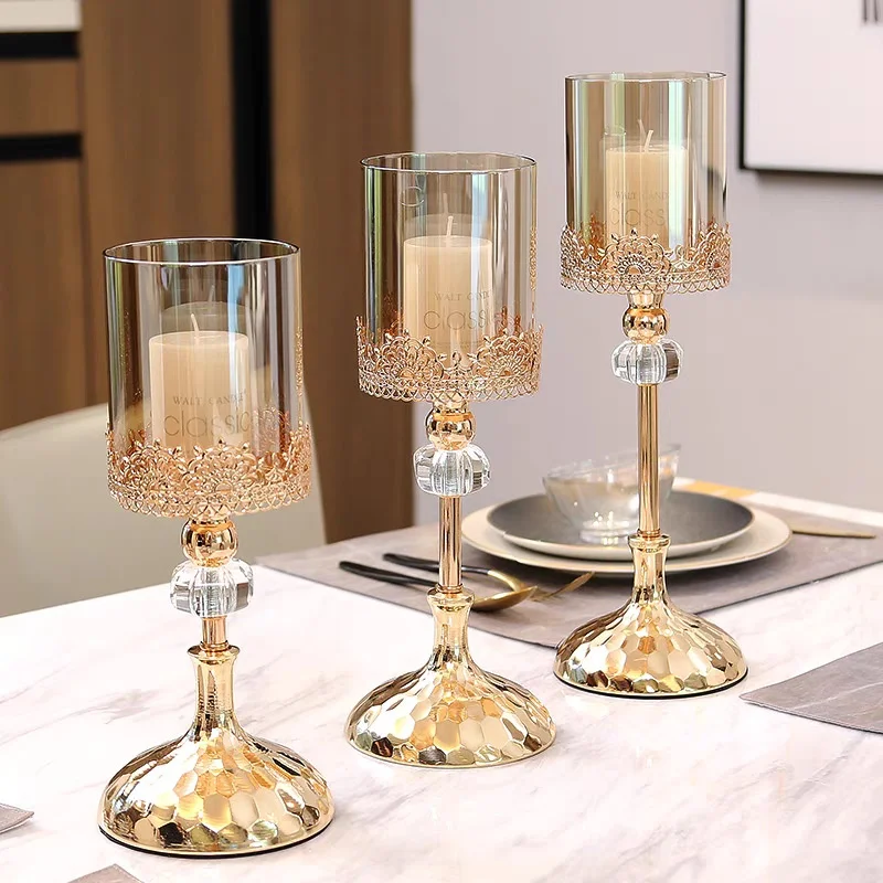 Crystal Candle Holder Luxury Wedding Party Festival Christmas Romantic Dinning Table Centerpiece Candlestick Home Decoration