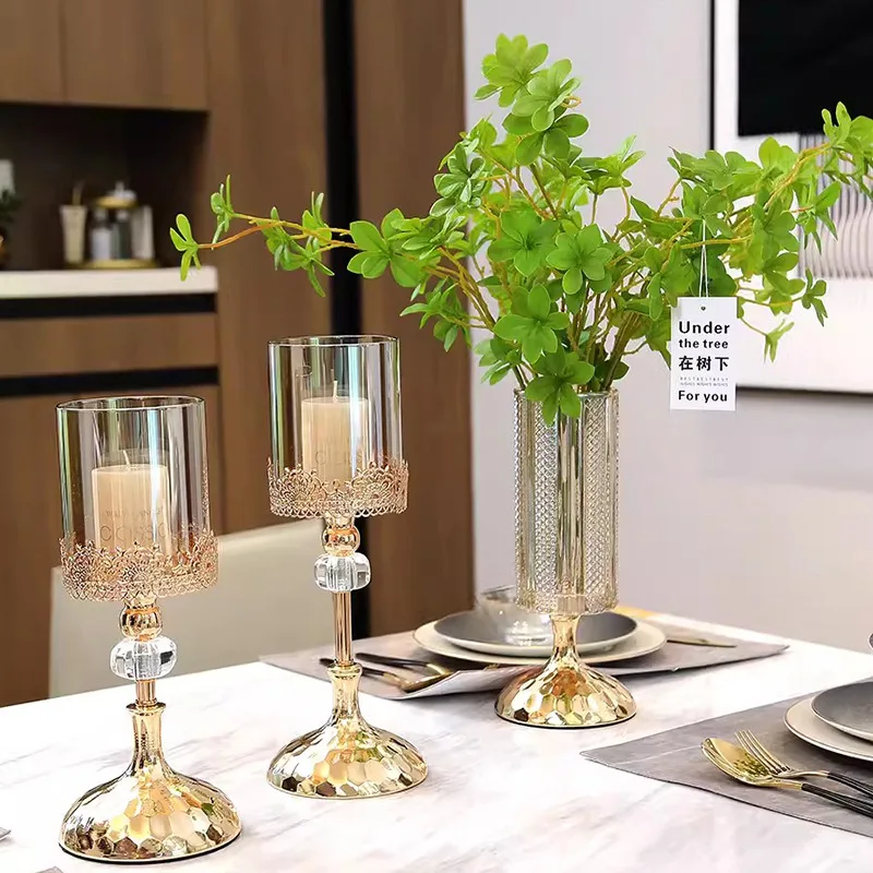 Crystal Candle Holder Luxury Wedding Party Festival Christmas Romantic Dinning Table Centerpiece Candlestick Home Decoration