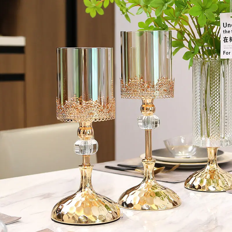 Crystal Candle Holder Luxury Wedding Party Festival Christmas Romantic Dinning Table Centerpiece Candlestick Home Decoration