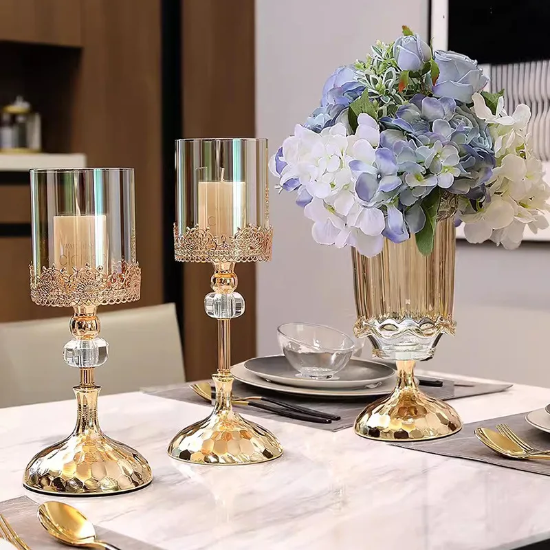 Crystal Candle Holder Luxury Wedding Party Festival Christmas Romantic Dinning Table Centerpiece Candlestick Home Decoration
