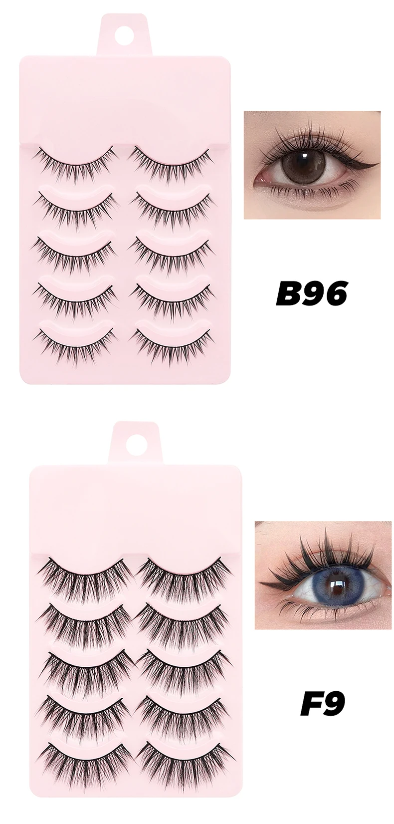 DINGSEN 5 Pairs Manga Lashes Eyes Lashes Soft Natural Long Eyelashes Fake Lashes Anime Wispy Strip False Eyelashes Makeup
