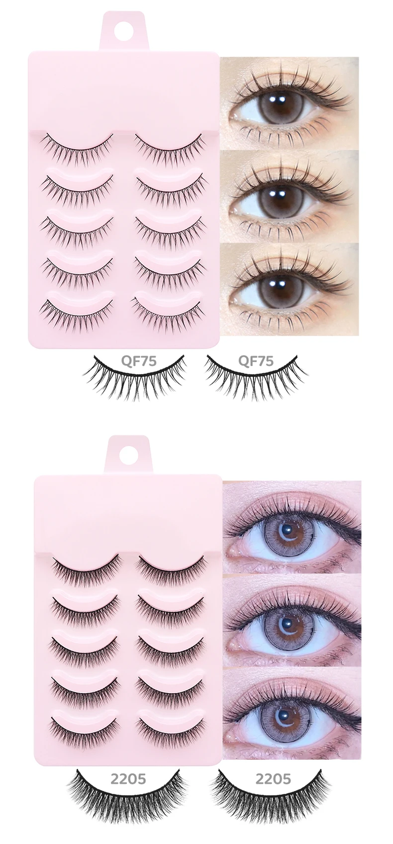 DINGSEN 5 Pairs Manga Lashes Eyes Lashes Soft Natural Long Eyelashes Fake Lashes Anime Wispy Strip False Eyelashes Makeup