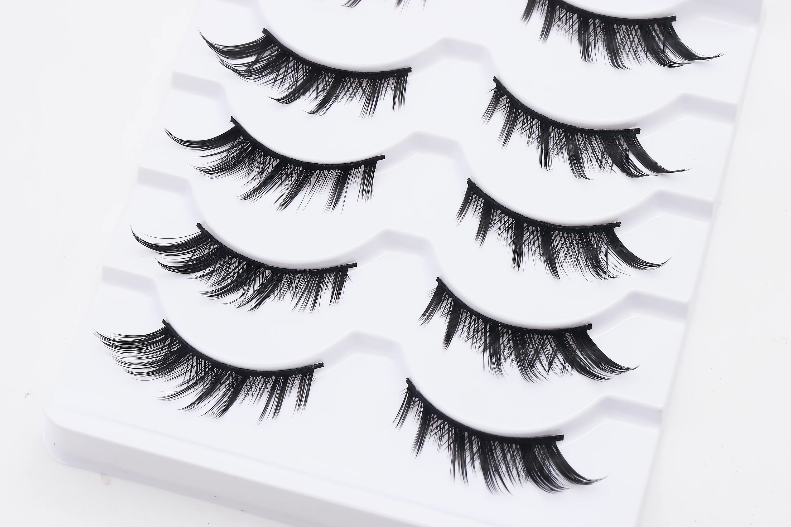 DINGSEN 5 Pairs Manga Lashes Cosplay Fake Eyelashes Strip Lash Soft Natural Look Fox Eye Korean Manhua Makeup False Eyelashes