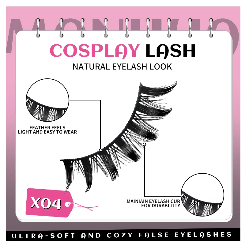 DINGSEN 5 Pairs Manga Lashes Cosplay Fake Eyelashes Strip Lash Soft Natural Look Fox Eye Korean Manhua Makeup False Eyelashes