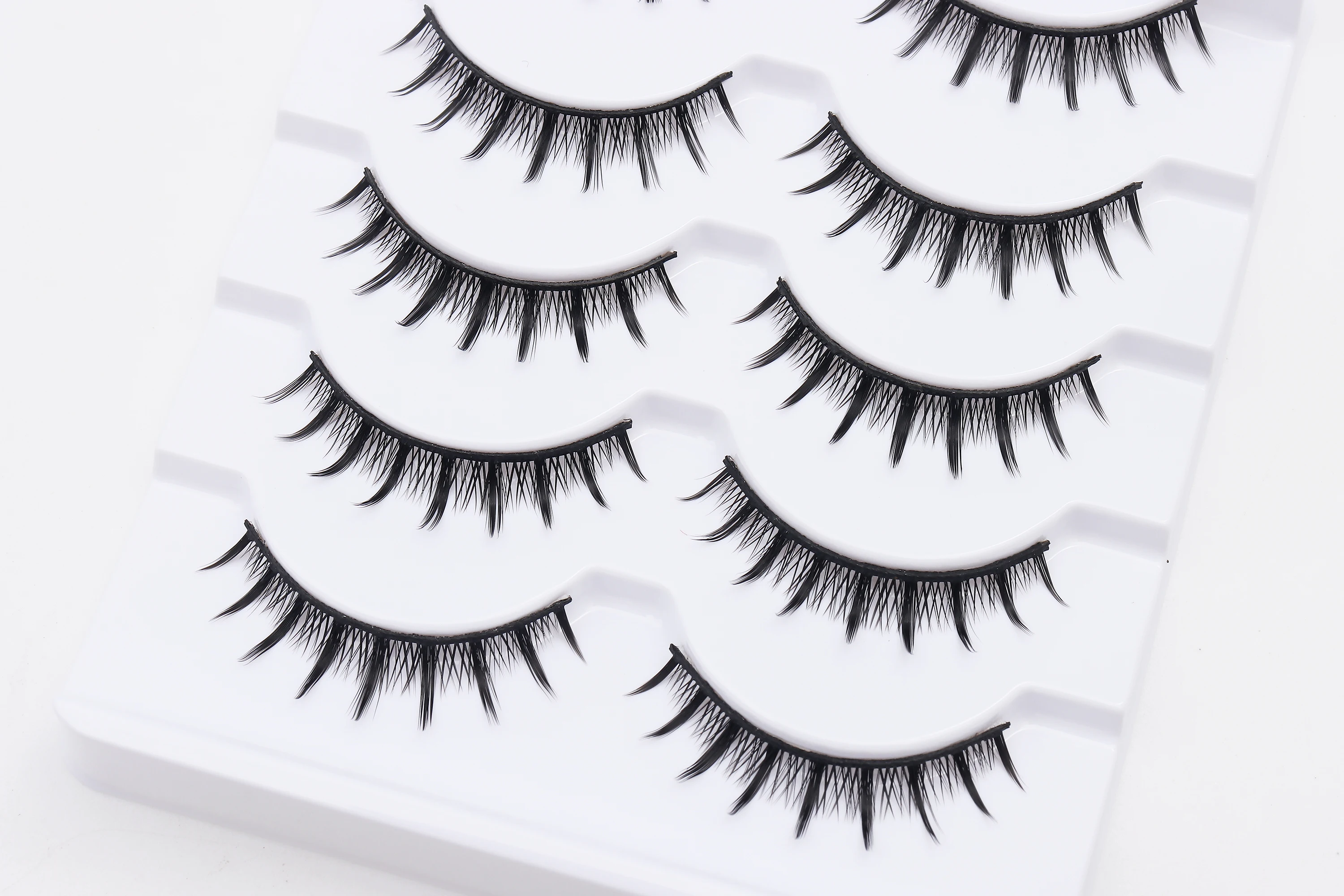 DINGSEN 5 Pairs Manga Lashes Cosplay Fake Eyelashes Strip Lash Soft Natural Look Fox Eye Korean Manhua Makeup False Eyelashes