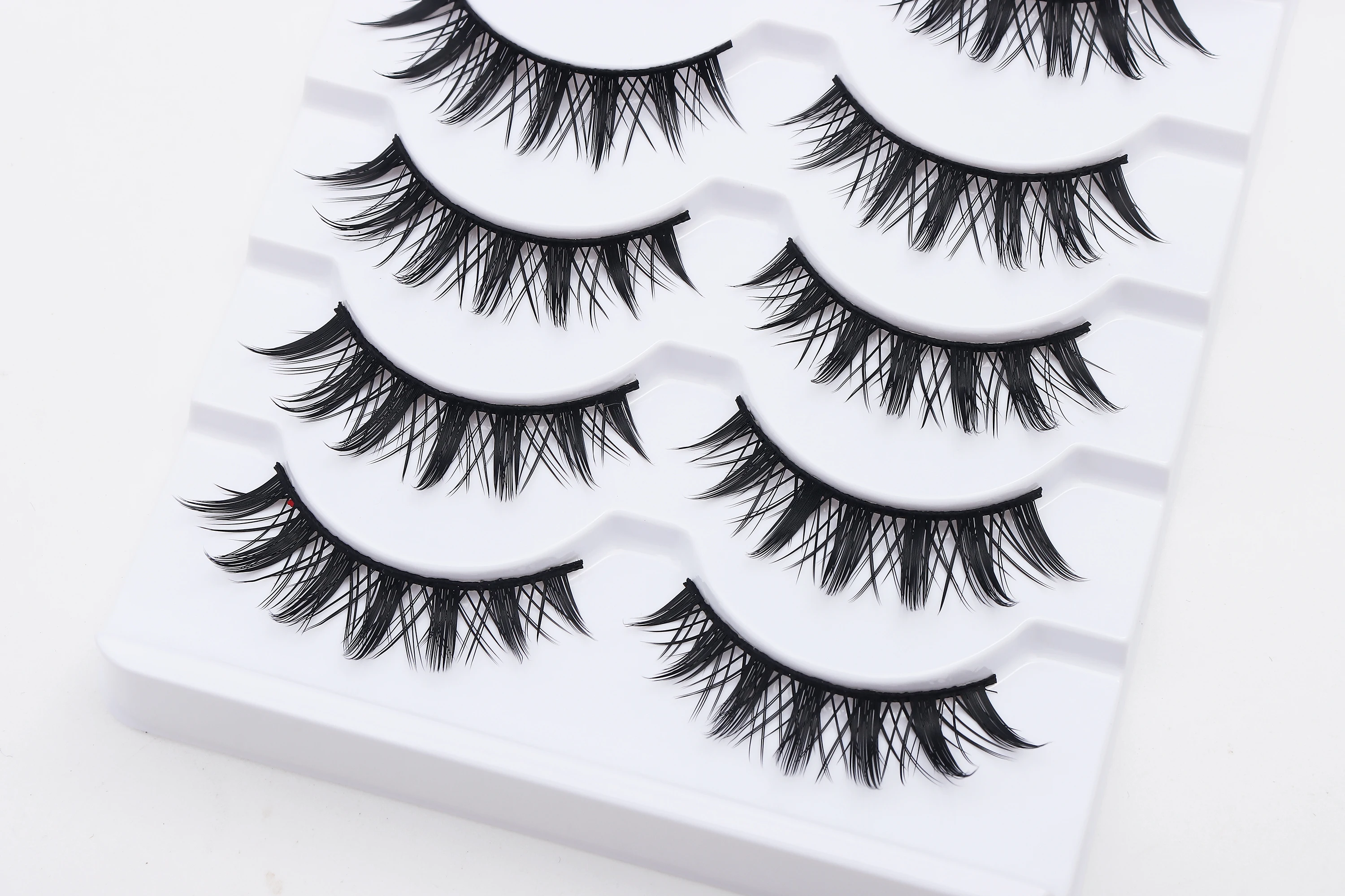 DINGSEN 5 Pairs Manga Lashes Cosplay Fake Eyelashes Strip Lash Soft Natural Look Fox Eye Korean Manhua Makeup False Eyelashes