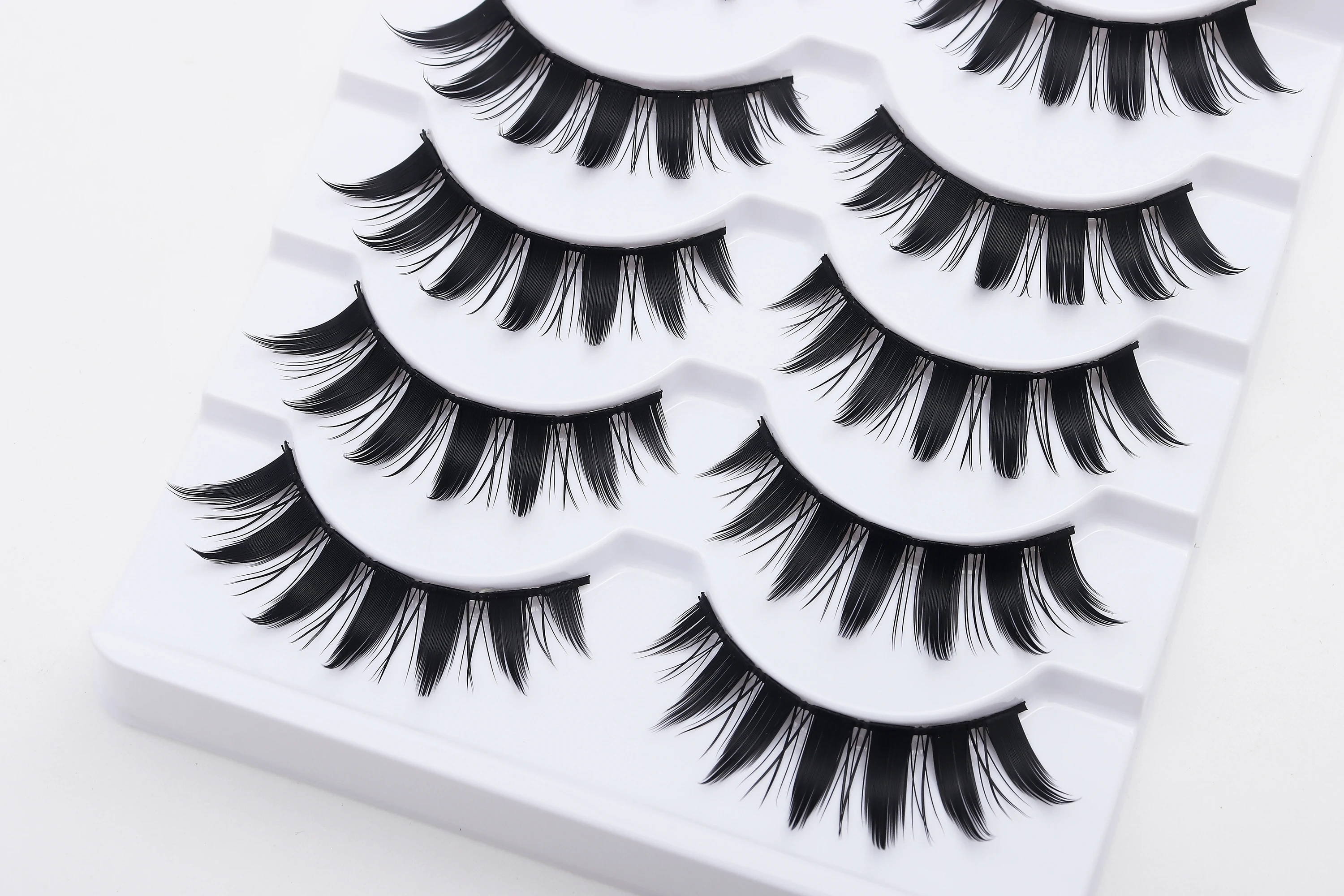 DINGSEN 5 Pairs Manga Lashes Cosplay Fake Eyelashes Strip Lash Soft Natural Look Fox Eye Korean Manhua Makeup False Eyelashes