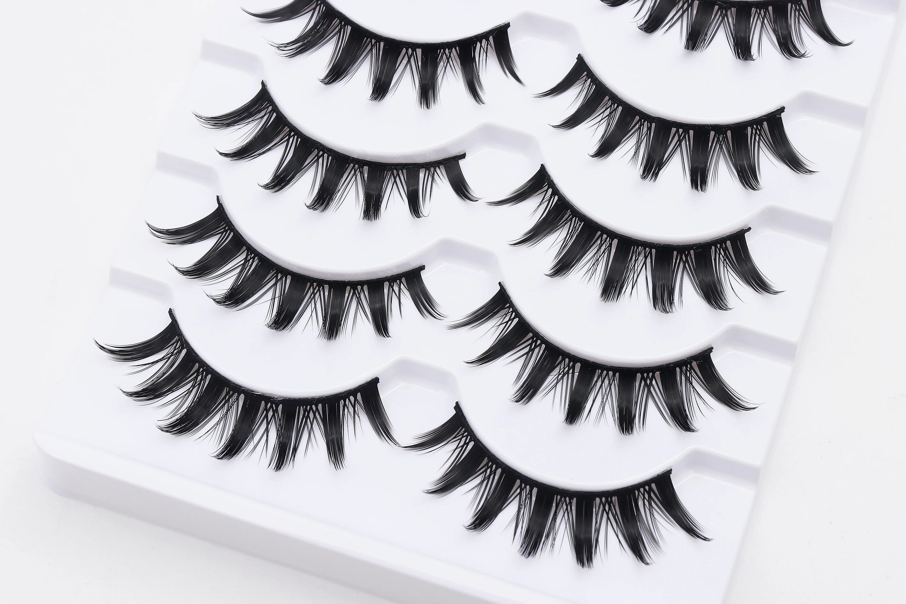 DINGSEN 5 Pairs Manga Lashes Cosplay Fake Eyelashes Strip Lash Soft Natural Look Fox Eye Korean Manhua Makeup False Eyelashes