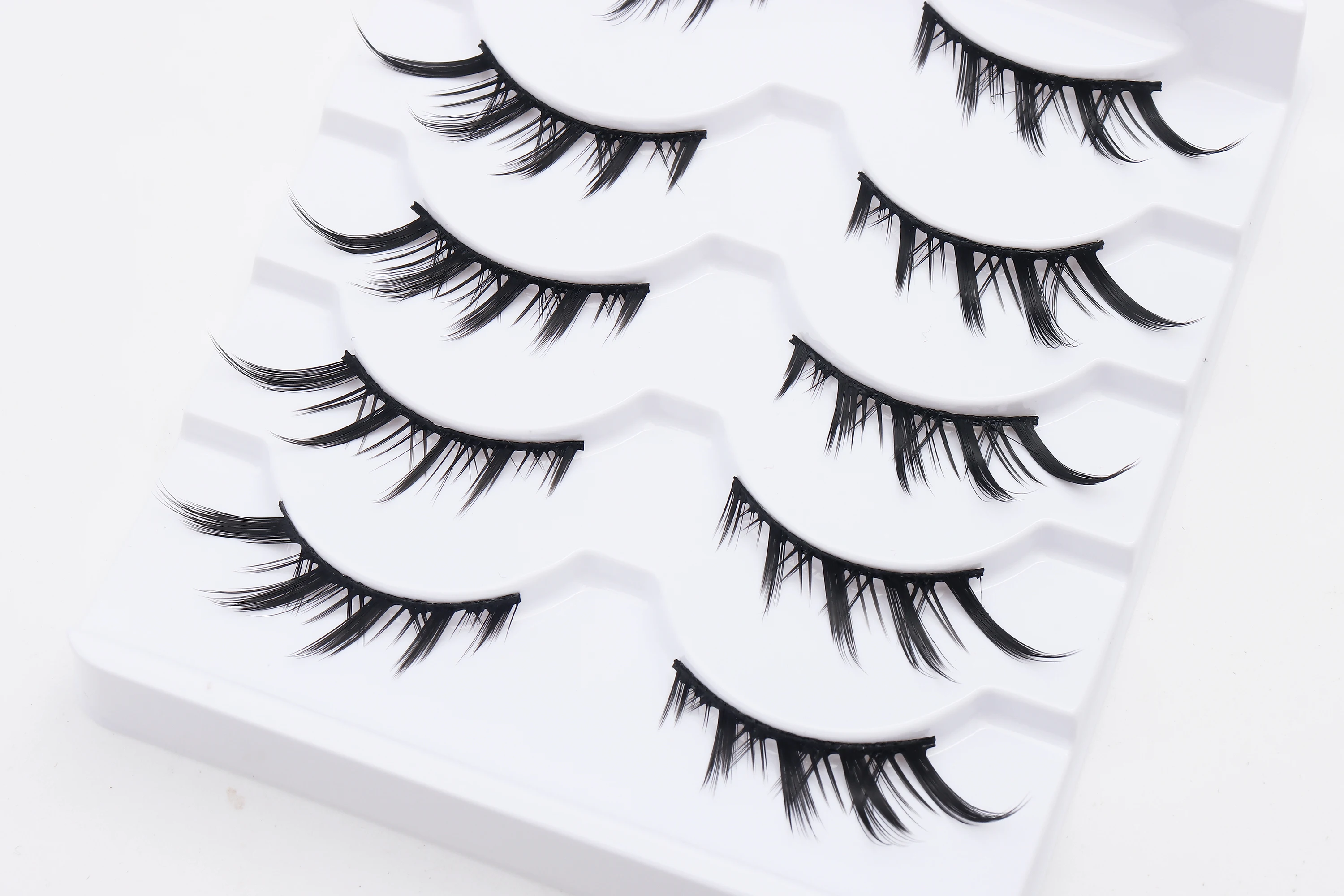 DINGSEN 5 Pairs Manga Lashes Cosplay Fake Eyelashes Strip Lash Soft Natural Look Fox Eye Korean Manhua Makeup False Eyelashes