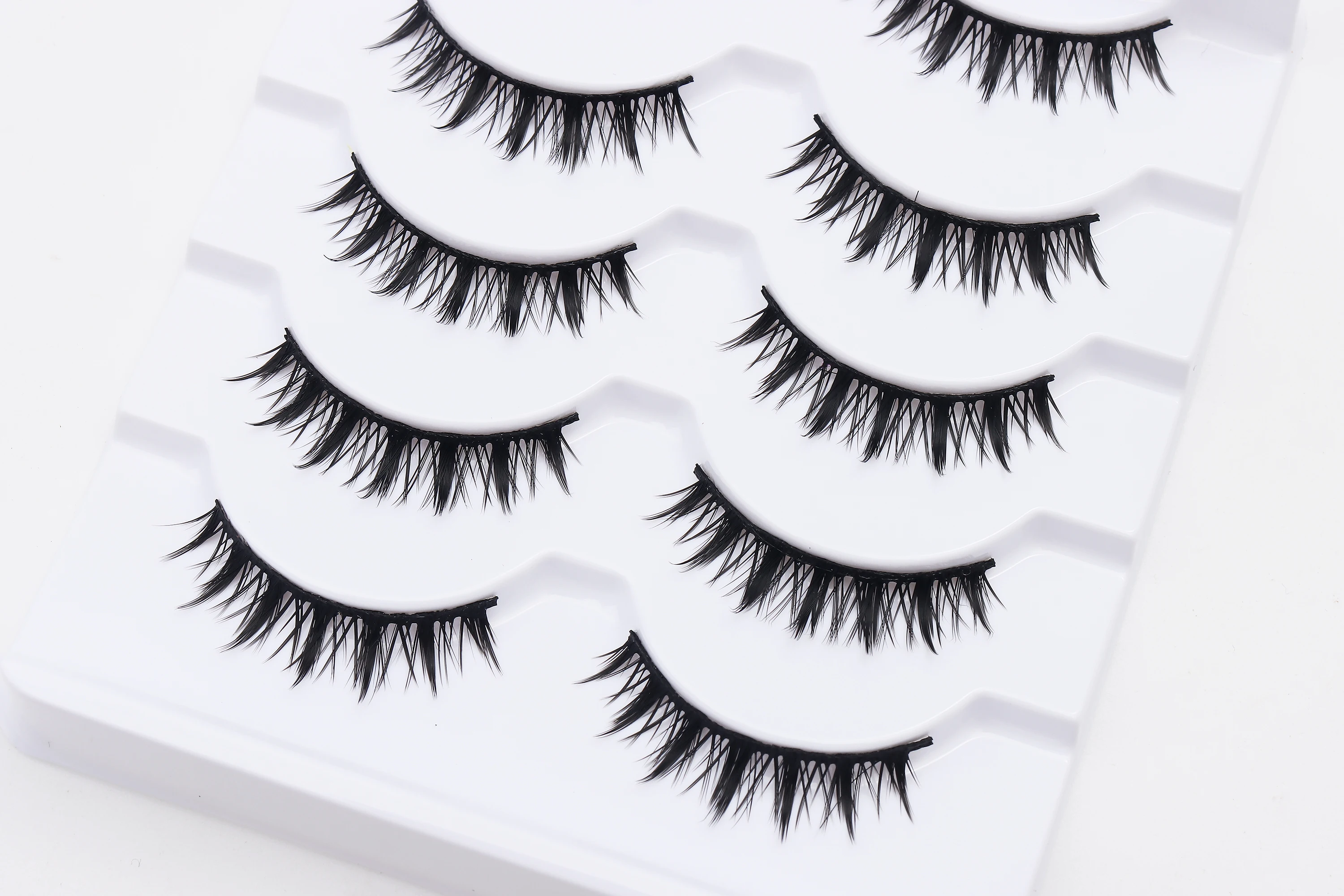 DINGSEN 5 Pairs Manga Lashes Cosplay Fake Eyelashes Strip Lash Soft Natural Look Fox Eye Korean Manhua Makeup False Eyelashes