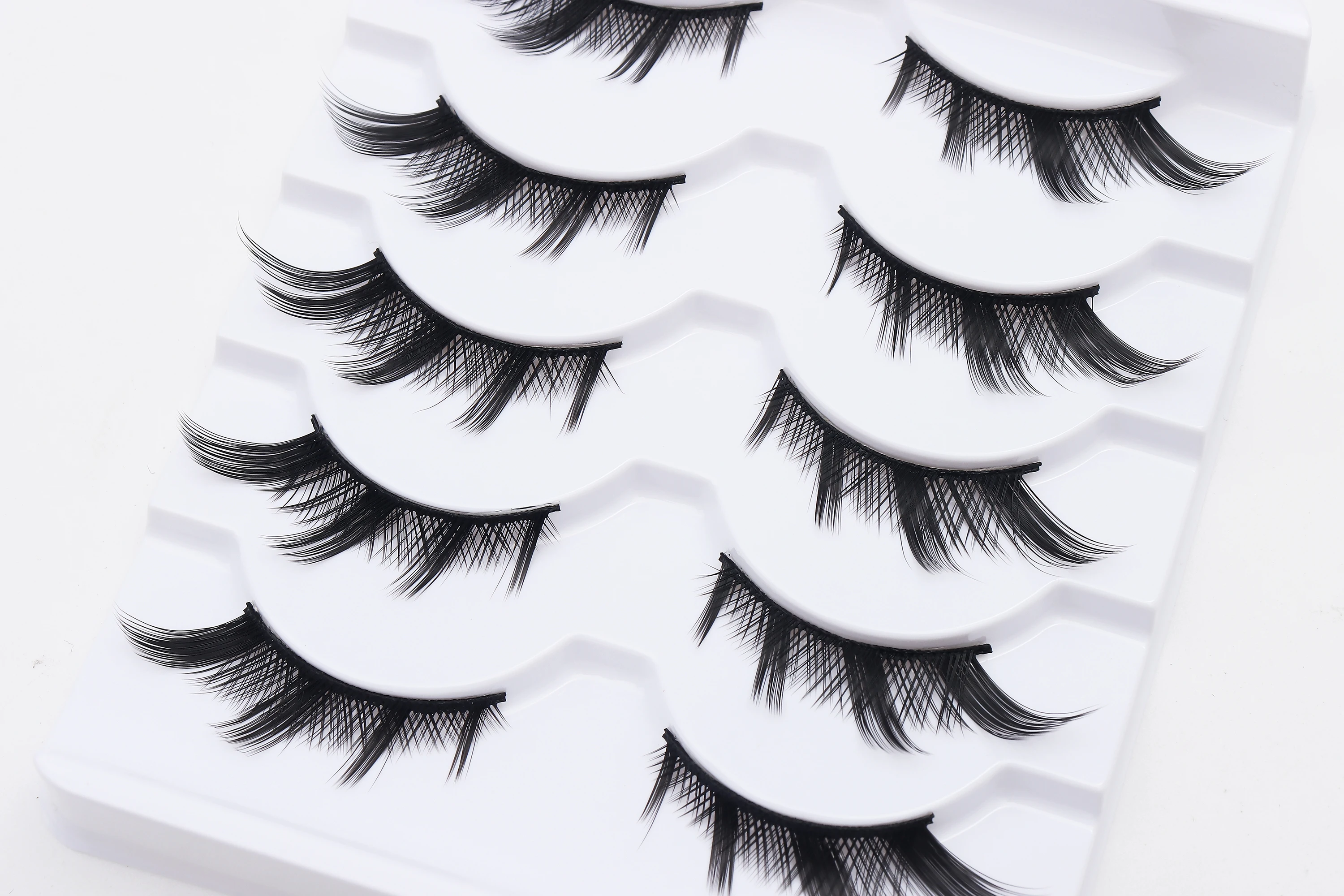 DINGSEN 5 Pairs Manga Lashes Cosplay Fake Eyelashes Strip Lash Soft Natural Look Fox Eye Korean Manhua Makeup False Eyelashes