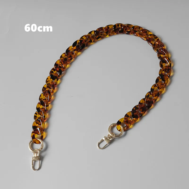 New Fashion Woman Handbag Accessory Chain Amber Leopard Acrylic Resin Chain Luxury Strap Women Clutch Shoulder Purse Chain