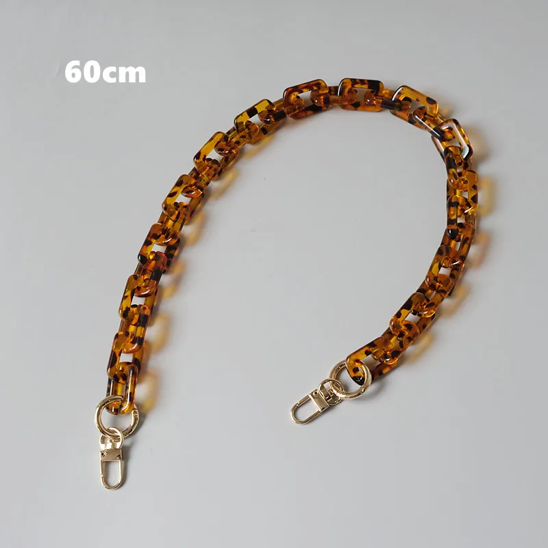 New Fashion Woman Handbag Accessory Chain Amber Leopard Acrylic Resin Chain Luxury Strap Women Clutch Shoulder Purse Chain