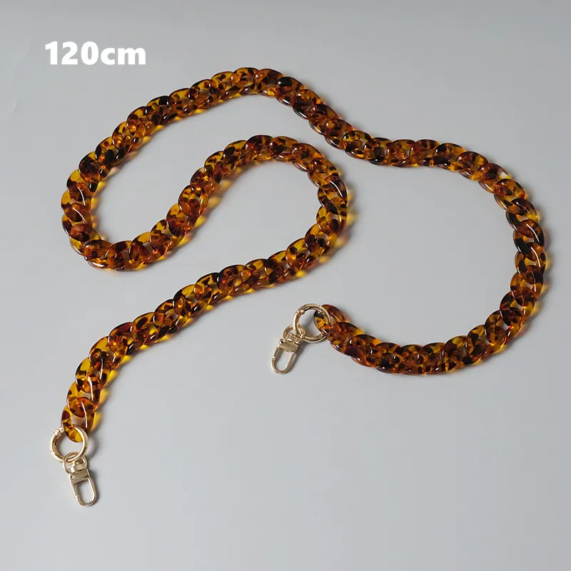 New Fashion Woman Handbag Accessory Chain Amber Leopard Acrylic Resin Chain Luxury Strap Women Clutch Shoulder Purse Chain